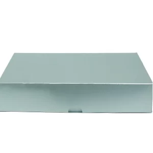 Natal caixa para presente prata com tampa grande (35x25x7,5)
