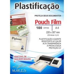 PLÁSTICO PARA PLASTIFICAÇÃO POUCH FILM A4 220X307 (0,05) (CX C/100)