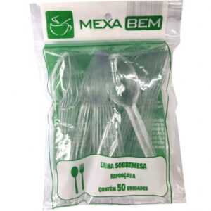 Mexabem colher descartável para sobremesa cristal pacote com 50