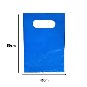 Sacola plástica boca de palhaço 40x50 azul pacote com 1kg