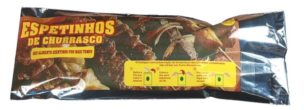 Embalagem para espeto churrasco metalizado 130x370cm pacote com 100