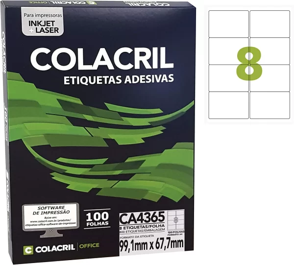 Etiquetas colacrill 99,1mm x 67,7mm com 100