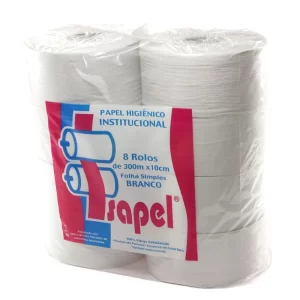 Papel higiênico rolão simples 200mts branco fardo com 8