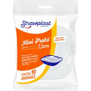 Prato de plástico mini strawplast cristal pacote com 10