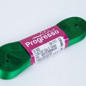 Progresso fita cetim simples 10 mm verde bandeira 10mts