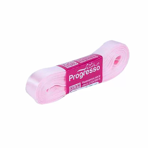 Progresso fita cetim simples 15 mm rosa bebê 10mts