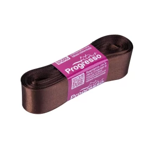 Progresso fita cetim simples 22 mm marrom café 10mts