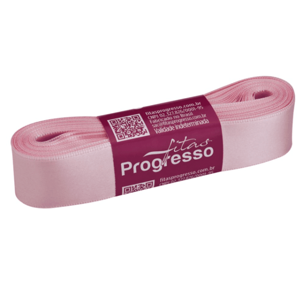 Progresso fita cetim simples 22 mm rosa bebe 10mts