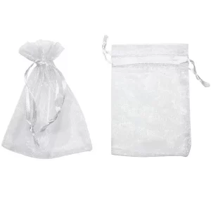 Saco de organza branco 15x18 pacote com 10