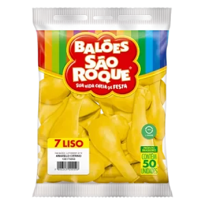 Balão 7 liso amarelo pacote com 50