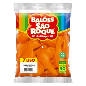 Balão 7 liso laranja pacote com 50