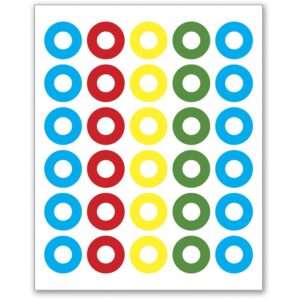Reforço auto adesivo colorido 14,5mm 150 etiquetas 5 folhas