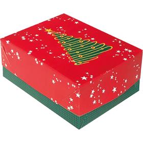 Caixa para presente Natal Cristina retangular grande com tampa 25X35X7