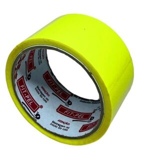 Fita adesiva colorida 48mm x 45mts amarelo fluorescente rolo