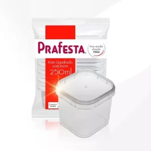 Pote quadrado com lacre 250 ml Prafesta