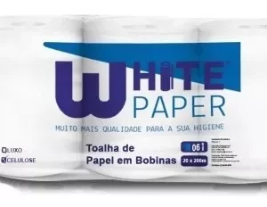 Papel toalha bobina White Paper 6X20X200 100% Celulose com 6 rolos