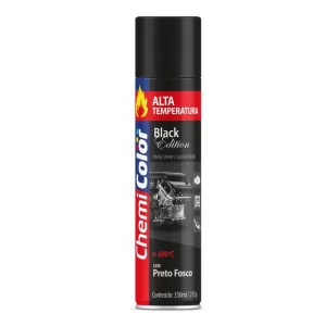 Tinta spray Preto fosco alta temperatura 440ml Chemi color - unidade