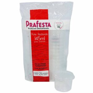 Pote Redondo Prafesta 145ml com Tampa – Pacote com 24 Unidades