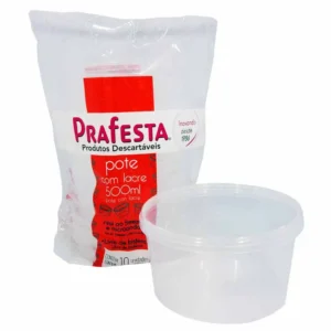Pote com Lacre Prafesta 500ml – Pacote com 10 Unidades (PT C/10)