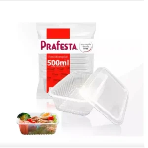 Pote Retangular Prafesta 500ml com Tampa – Pacote com 24 Unidades