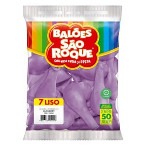 Balão de Festa São Roque Nº 7 Liso Lilás Baby (Pastel) - Pacote com 50