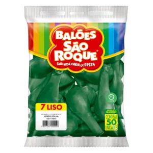 Balão de Festa São Roque Nº 7 Liso Verde Folha - Pacote com 50 Unidades