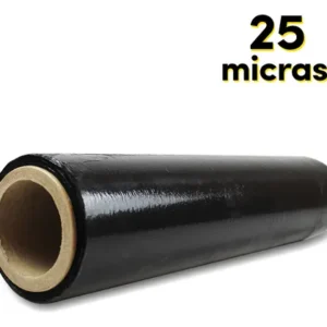 Filme Stretch Manual Preto 500mm (50cm) – 25 Micras – Rolo – Proteção e Sigilo de Carga