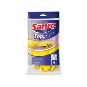 Luva de Látex Sanro Top Forrada Amarela - Tamanho G (Grande) - par