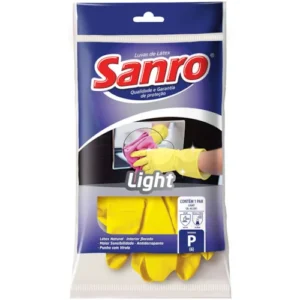 Luva de Látex Sanro Light Amarela - Tamanho P (Pequena) - par