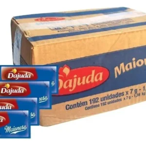 Maionese D’Ajuda Sachê 7g – Caixa com 192 Unidades – Ideal para Delivery e Lanches