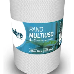 Pano de Limpeza Multiuso Nobre Branco em Rolo Jumbo – 600 Panos Picotados – Padrão Hospitalar