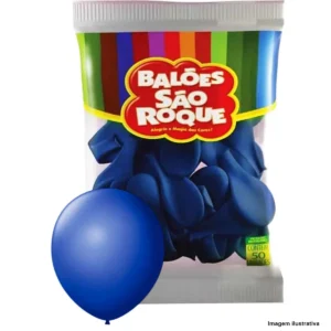 Balão de Látex Redondo N° 7 Liso Azul Cobalto - Pacote com 50 Unidades
