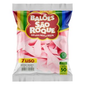 Balão de Látex Redondo N° 7 Liso Rosa Bebê (Candy Color) - Pacote com 50 Unidades