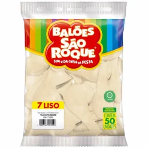 Balão de Festa n.º 7 Liso Transparente Cristal – Pacote com 50 Unidades