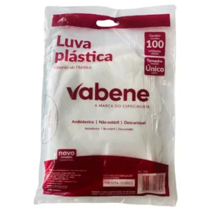 Luva Plástica Descartável Transparente – Pacote com 100 Unidades