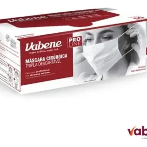 Máscara Descartável Tripla Vabene Branca com Elástico – Caixa com 50 Unidades