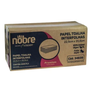 Papel Toalha Interfolhado Nobre Folha Dupla 100% Celulose – Alta Absorção (Caixa com 2.400 Folhas)