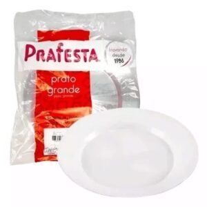 Prato Acrílico Descartável Redondo Grande Prafesta – Refeição – Pacote com 10