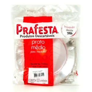 Prato Acrílico Descartável Redondo Médio Prafesta – Luxo – Pacote com 10 unidades
