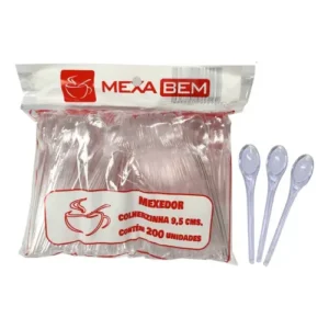 Colher Descartável para Café Little Coffee Cristal Transparente Mexabem – Pacote com 200 unidades