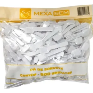 Pá Descartável para Sorvete Pequena Cristal Transparente Mexabem – Pacote com 500 unidades