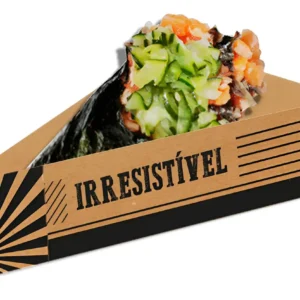 Berço para Temaki Kraft com Frases 15x9x3cm Festcolor – Suporte e Embalagem para Comida Japonesa – Unidade