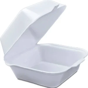 Hamburgueira de Isopor TH-02 Totalplast Branca – Caixa Térmica para Lanches – Pacote com 100 unidades