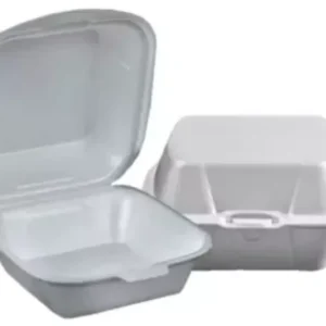 Hamburgueira de Isopor TH-03 Totalplast Branca Grande – Caixa Térmica para Lanches Duplos e Porções – Pacote com 100 unidades