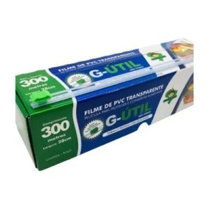 Filme de PVC Esticável com Trilho Cortador 28cm x 300m Guarufilme – Caixa com Aplicador de Bancada para Cozinha – Unidade