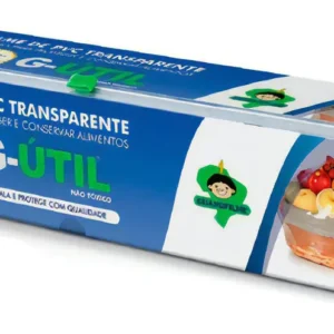Filme de PVC Esticável com Trilho Cortador 38cm x 300m Guarufilme – Caixa com Aplicador para Alimentos e Cozinha – Unidade