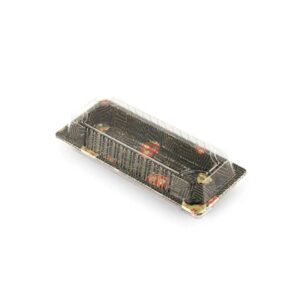 Embalagem para Sushi Facilite PET Oriental 01 Preta com Tampa Cristal 165x90x40mm – Pote Pequeno Japonês e Doces Delivery – Unidade