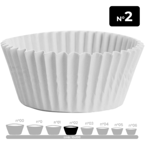 Forminha de Papel para Doce Branca Nº 02 Festcolor – Forminha Plissada Grande para Trufa, Bombom e Pão de Mel – Pacote c/ 100 Unidades