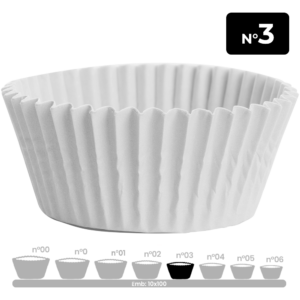 Forminha de Papel para Doce Branca Nº 03 – Forminha Plissada Grande para Trufas, Bombons e Brigadeiro Gigante – Pacote c/ 100 Unidades