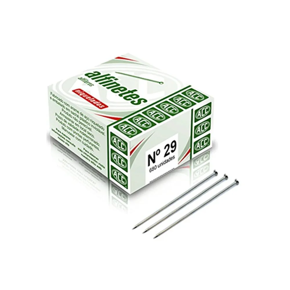 Alfinete para Costura Nº 29 Aço Niquelado Caixa c 50g – Alfinete de Cabeça Metálica para Confecção, Modelagem e Artesanato Alfinete para Costura Nº 29 Aço Niquelado Caixa c/ 50g - Imagem 1